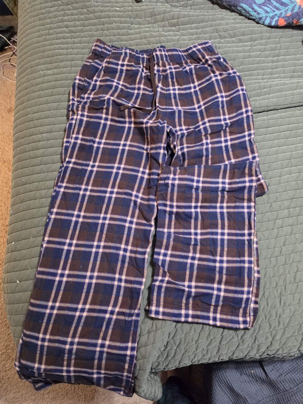 Uniqlo Navy and Brown Plaid Jogger Lounge Pants